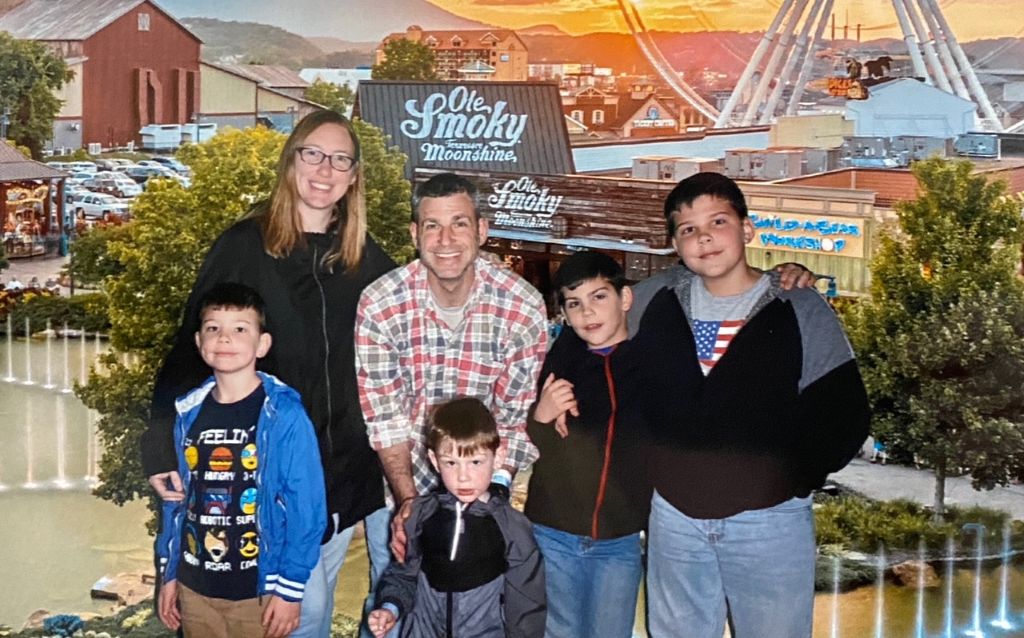 the author and her family at the Island in Pigeon Forge