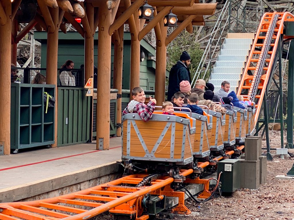 the Whistle Punk Chaser roller coaster before a ride