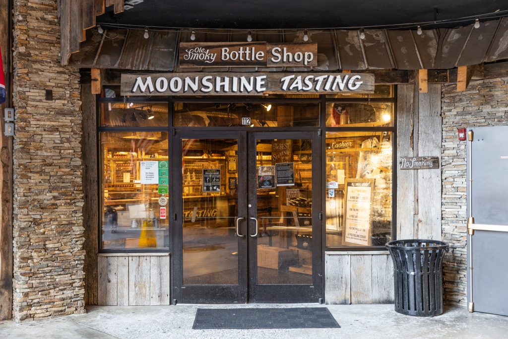 moonshine distillery with tastings sign