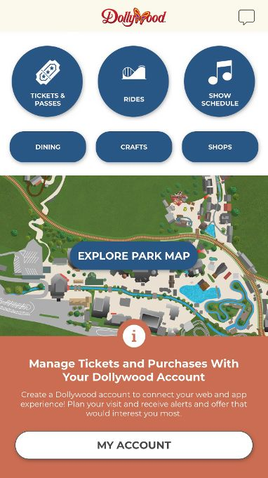 screenshot of the dollywood app