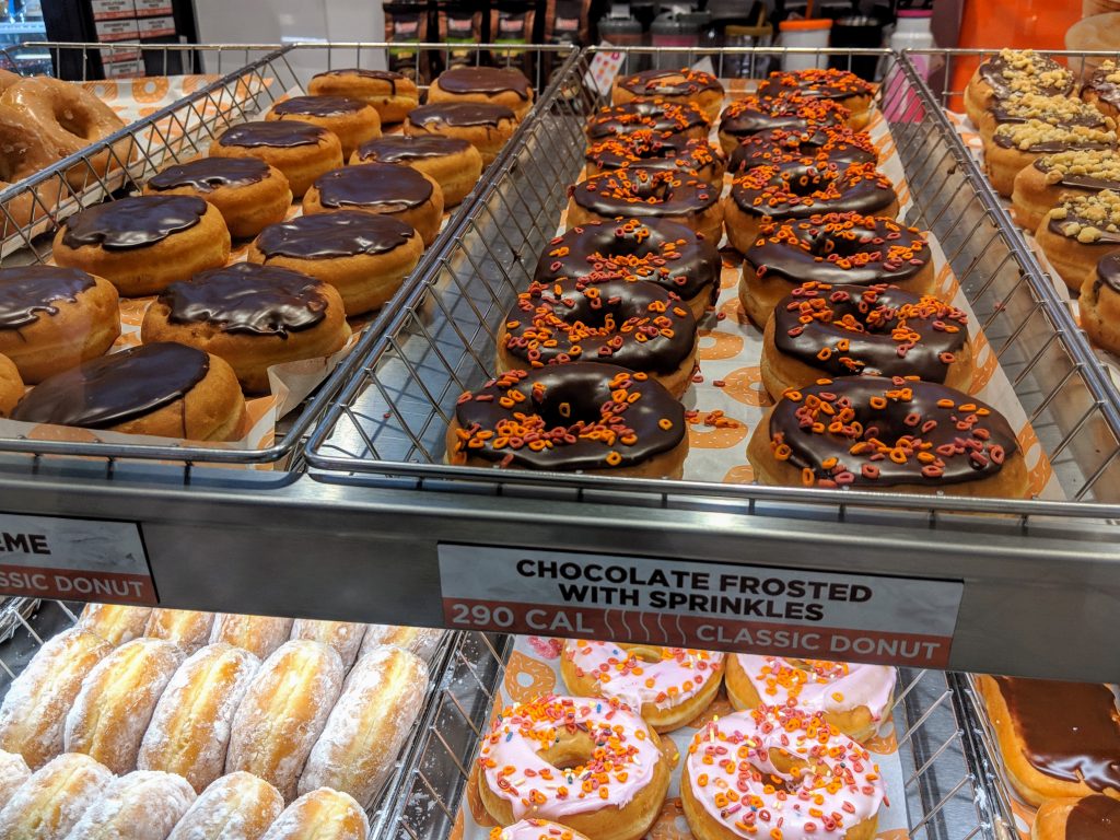 variety of donuts for sale in gatlinburg donut shop