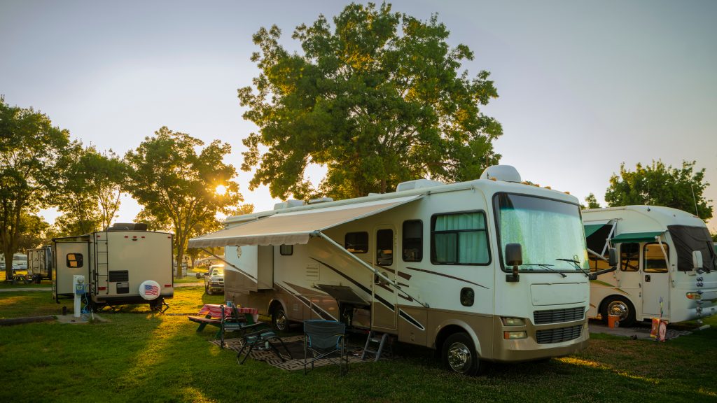 rvs in a smoky mountain campground near Dollywood