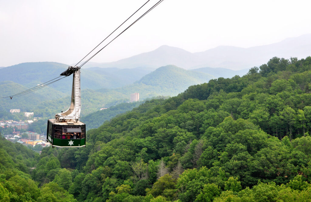 view of Ober Gatlinburg's aerial tram