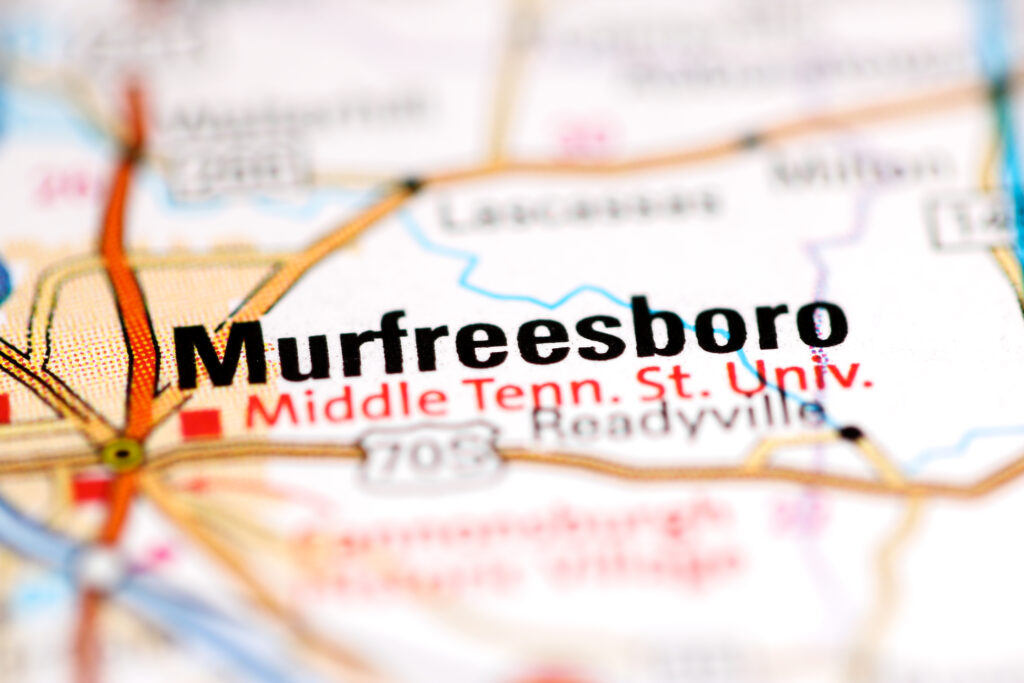 Murfreesboro, TN on map