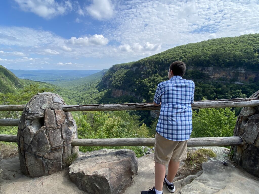 the author's eldest son at the cloudland canyon overlook