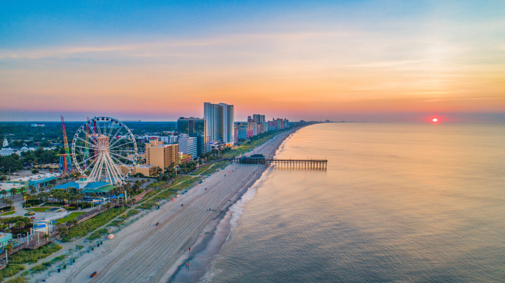drone footage of Myrtle Beach