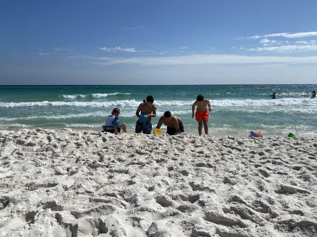 the author's four sons at Pensacola Beach