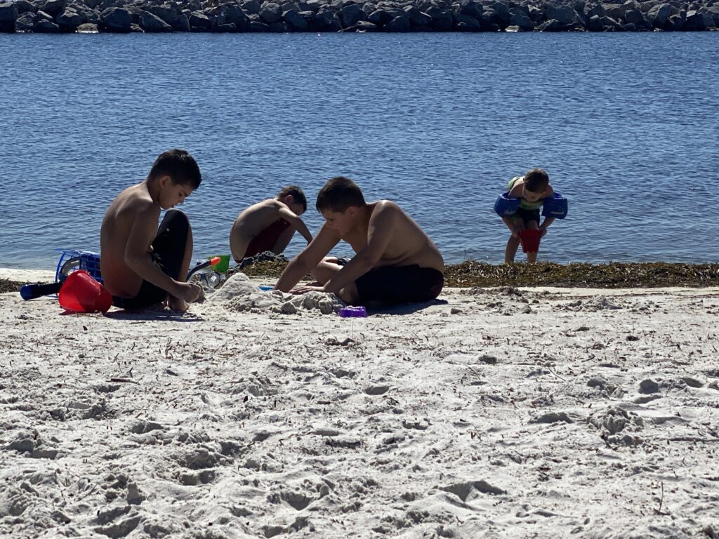 the author's four sons at Saint Andrews State Park in Panama City 